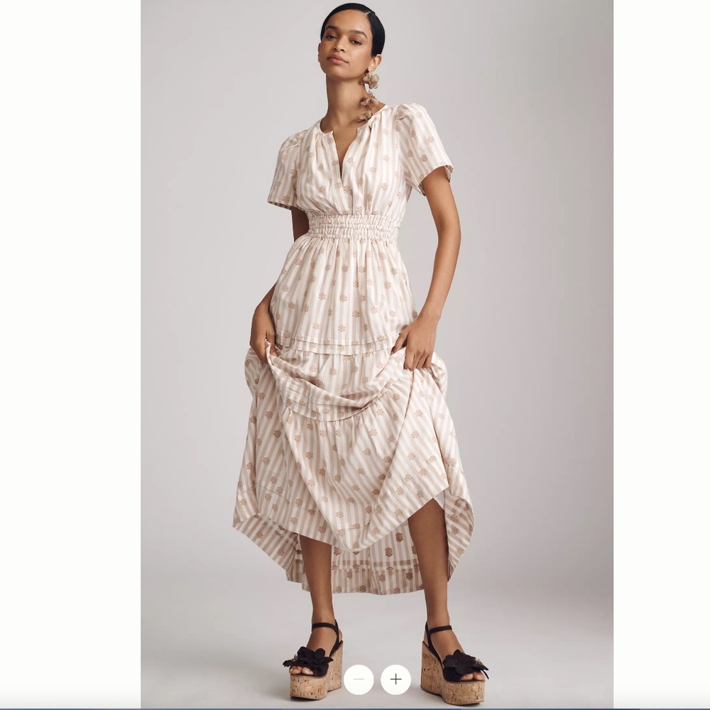 Anthropologie Somerset Embroidered Floral Maxi Dress